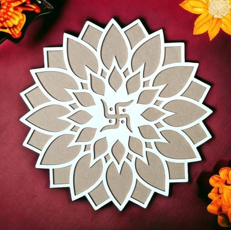 Reusable Wooden Base and Rangoli Template Mat