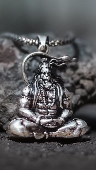 Hanuman Silver Locket With Chain